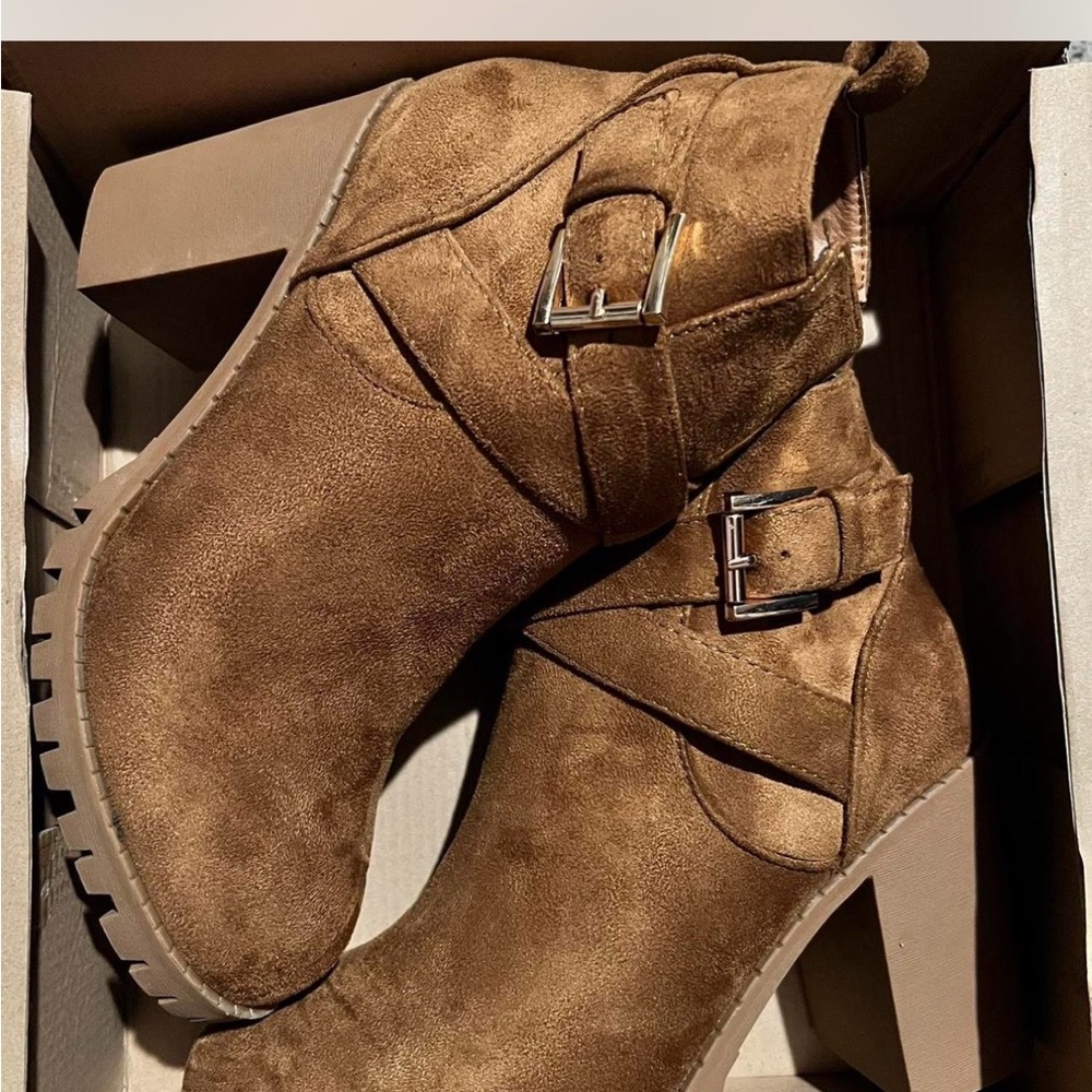 Charlotte Russe Tan Suede Heeled Boots